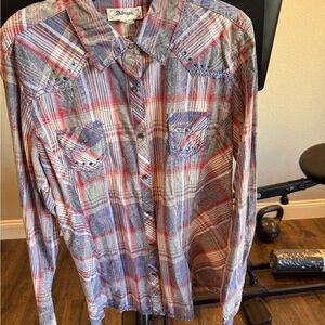 Adiktd Red and Blue Casual Button Down Shirt
